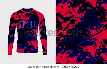Long sleeve jersey red blue black grunge texture for extreme sportwear, racing, cycling, football, motocross, travel. Vector background.
