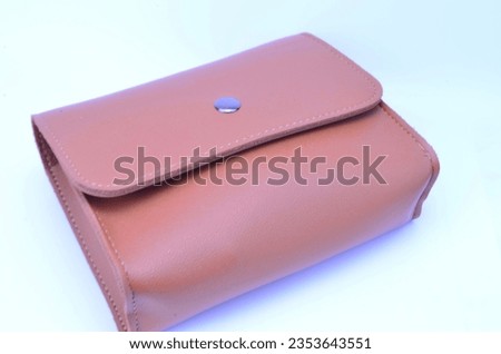 brown leather wallet on white background , cute , classy simple design