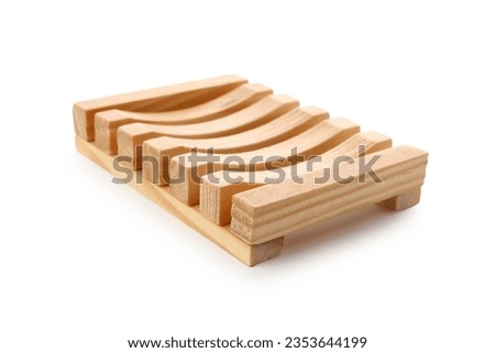 Wooden soap dish isolated on white background Royalty-Free Stock Photo #2353644199