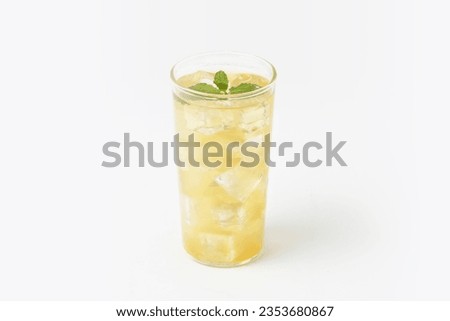 ICE Yuja Mint Tea. ICE Citron Mint Tea. Photoshop source with a white background live path