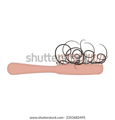 Hair loss icon. Hairbrush with a bunch of hair. Fell out strands on a comb. Alopecia problem symbol. Grooming and haircare concept. Medical vector illustration. Royalty-Free Stock Photo #2353682495