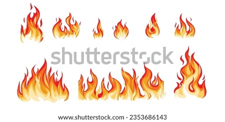 Bonfire cartoon. Fiery fire, bright fireball, hot flames and red hot bonfire, bonfire, red fiery flames isolated vector illustration. Animated shapes and squares