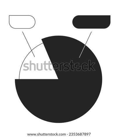 Pie chart with labels flat monochrome isolated vector object. Report pie chart. Presentation. Editable black and white line art drawing. Simple outline spot illustration for web graphic design