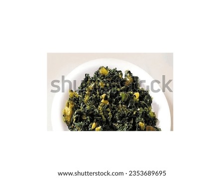 picture of mustard green in white background with negative space.