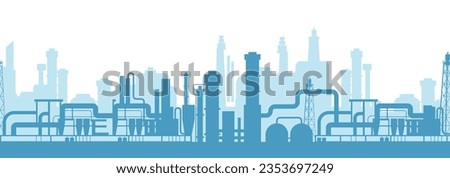 factory line manufacturing industrial plant silhouette background Royalty-Free Stock Photo #2353697249
