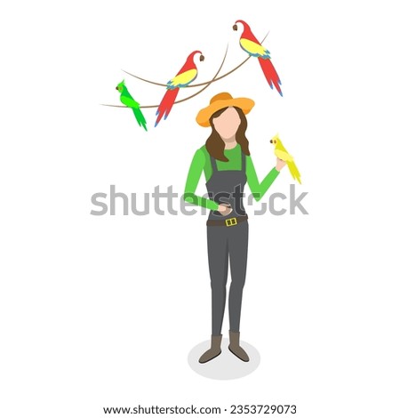 3D Isometric Flat Vector Set of Zookeepers, Zoo Workers. Item 1