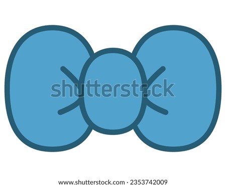 Blue bow tie vector isolated illustration. Blue bow drawn in cartoon style. fashion elements and Holiday dressing items, beauty, gift and birthday decorative ribbons.