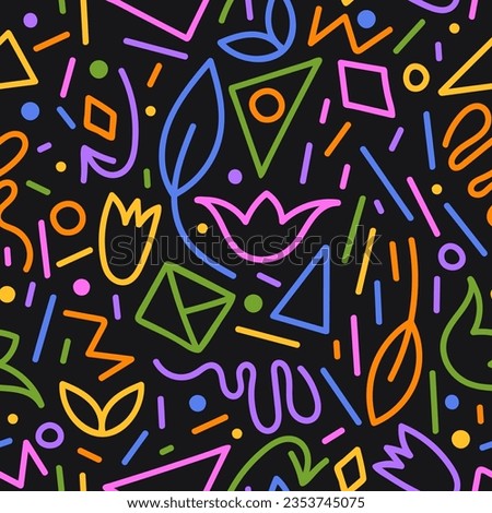 Abstract doodle shapes seamless pattern. Colorful hand drawn vector illustration background. Trendy organic seamless pattern