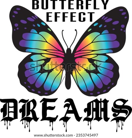  Typography vector graphic print for t-shirt with butterfly. Kids magic slogan, for clothes, banner, girls, women, child. 
