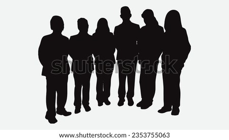Dynamic Human Silhouettes, A Diverse Group of People in Various Standing Poses, Perfect for Illustrations and Design Projects