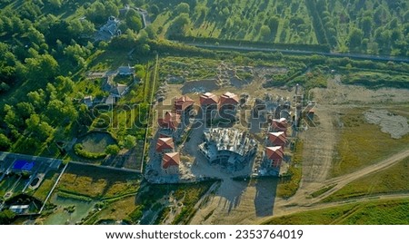 Rupite area, aerial photography. View of the valley with hot mineral springs with various buildings, including the church of Sveta Petka, built by the soothsayer Vanga