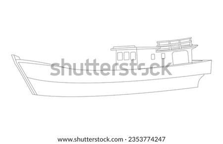outline of a fishing boat on a white background