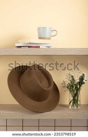 Fedora Hat. Fedora Hat background. Unisex Wide Brim Fedora Hats with Belt Buckle. Panama Trilby Hat. Headdress, Headgear, Head Wear. Fashionable Hats. stylish hats. Royalty-Free Stock Photo #2353798519