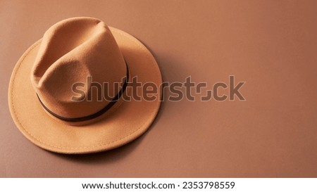 Fedora Hat. Fedora Hat background. Unisex Wide Brim Fedora Hats with Belt Buckle. Panama Trilby Hat. Headdress, Headgear, Head Wear. Fashionable Hats. stylish hats. Royalty-Free Stock Photo #2353798559