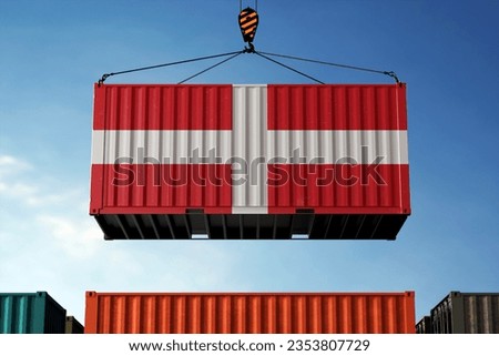 Freight containers with Sovereign Military Order of Malta flag, clouds background