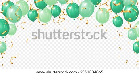 celebration party banner with green balloons background vector illustration. card luxury greeting design. holiday
