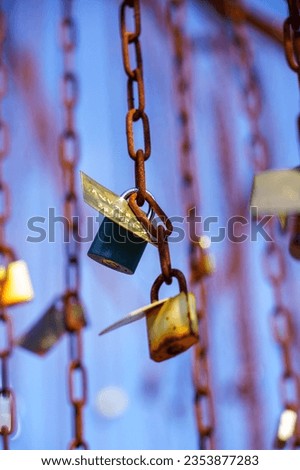Padlocks for wishes on the Tree hung on a chain