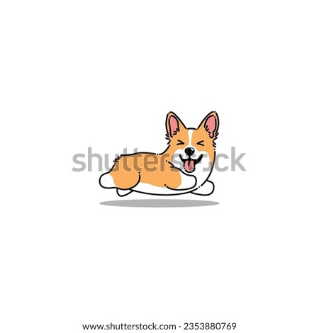 Funny corgi puppy running cartoon, vector illustration Royalty-Free Stock Photo #2353880769