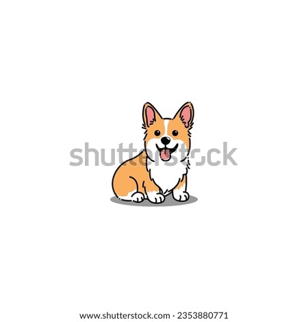 Cute corgi puppy sitting cartoon, vector illustration Royalty-Free Stock Photo #2353880771