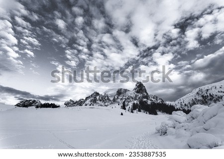 Snow Field With Mountain with cloudy sky