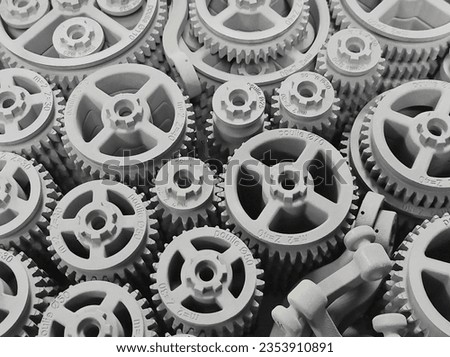 Rapid prototyping - SLS 3D Printing of gears  Royalty-Free Stock Photo #2353910891
