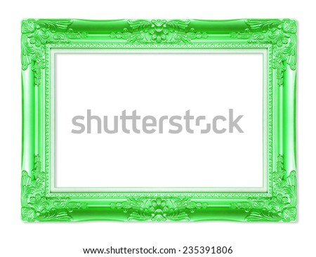 The antique green frame on the white background