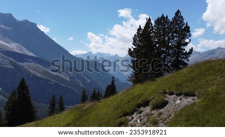Beatiful Swiss alps view hiking