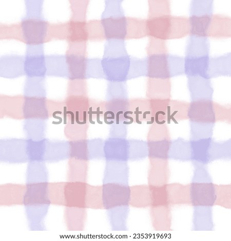 Pink Purple Gingham Check Hand Drawn Background