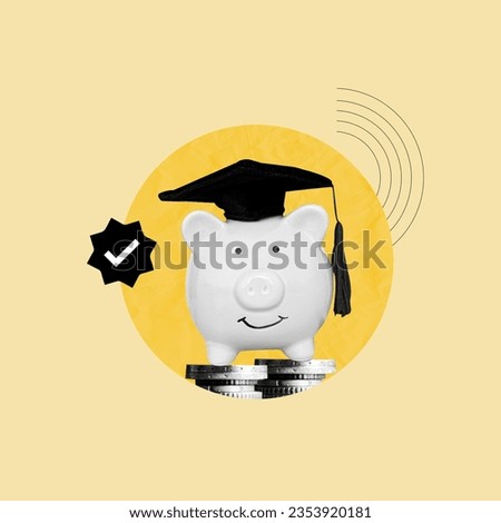 saving for studies, study savings piggy bank, pig with graduation gown, graduation, money for graduation, studies in the future, invest in studies, school, primary, secondary, high school, university