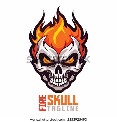 Majestic Flaming Skull Mascot: Emblem and Fire Skull Mascot Head for Gaming Squads