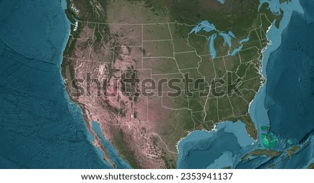 USA United States America HD satellite Image NASA with states outlines Royalty-Free Stock Photo #2353941137