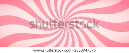 Candy color sunburst background. Abstract pink cream sunbeams design wallpaper. Colorful spinning lines for template, banner, poster, flyer. Sweet rotating cartoon swirl or whirlpool. Vector backdrop