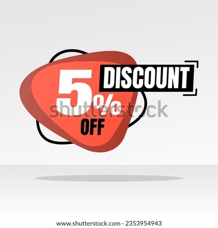 5 percent discount white banner with red floating balloon for offers and promotions sales.