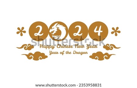 Gold 2024 dragon lunar new year illustration art