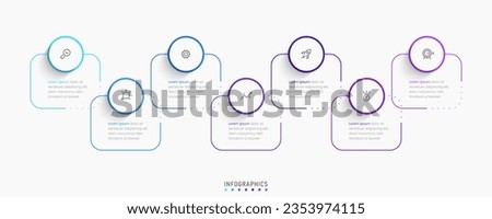 Vector Infographic label design template with icons and 7 options or steps. Can be used for process diagram, presentations, workflow layout, banner, flow chart, info graph. Royalty-Free Stock Photo #2353974115