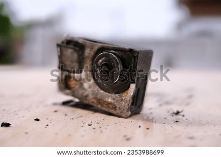 The camera was damaged by fire