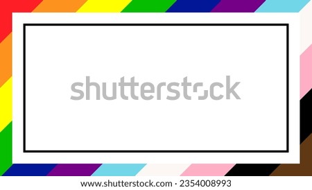 LGBTQ Pride Flag Frame. Square Frame Border with LGBTQ+ Pride Rainbow Flag Pattern Royalty-Free Stock Photo #2354008993