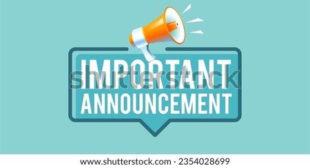 megaphone with Important Announcement text. Vector stock illustration. symbol for broadcast message design banner. Royalty-Free Stock Photo #2354028699