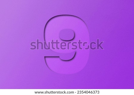 Purple confetti font number 9 isolated on purple background.