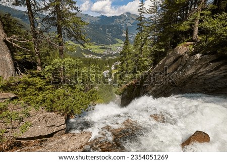 Krimml waterfalls. Nature landmark in Salzburg region. Austrian highlight