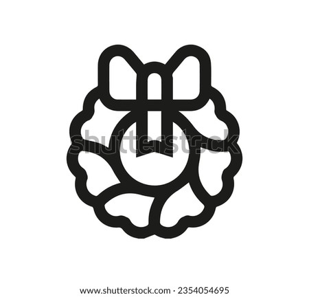 Christmas Wreath icon vector. Linear style sign for mobile concept and web design. Christmas Wreath symbol illustration. Pixel vector graphics - Vector.