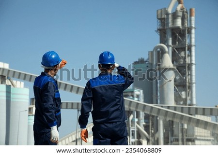Picture of cement factory workers
