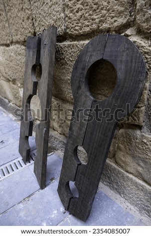 Detail of medieval torture instruments of the inquisition, history Royalty-Free Stock Photo #2354085007