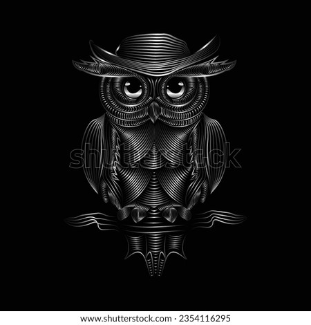 owl line art  illustration on black background