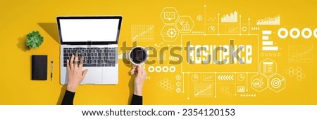 Resilience theme with person using a laptop computer
