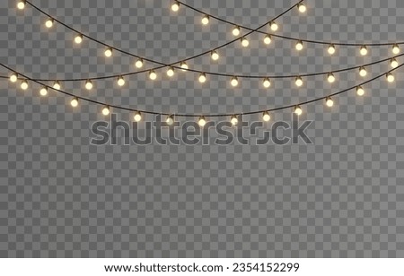 Vector Christmas lights. Christmas garland PNG. Christmas light PNG. Christmas decoration, LED lamps. Royalty-Free Stock Photo #2354152299