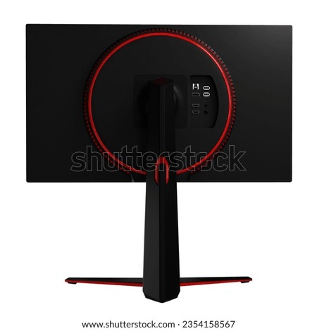 Gaming Computer monitor back isolated on white background Monitor with white blank screen Mockup a clipping path