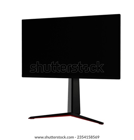 Gaming Computer monitor front isolated on white background Monitor with white blank screen Mockup a clipping path
