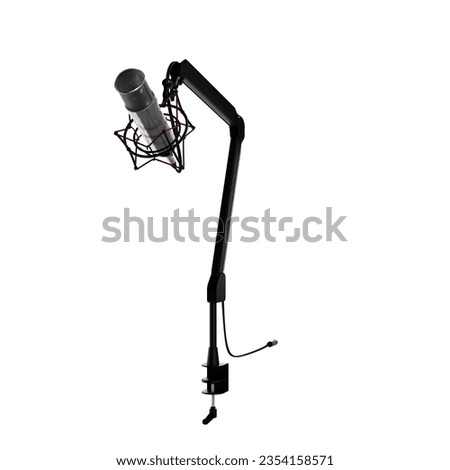 Computer Microphone isolated on white background with white blank screen Mockup a clipping path