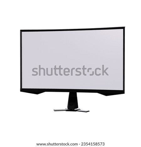Gaming Computer monitor front isolated on white background Monitor with white blank screen Mockup a clipping path
